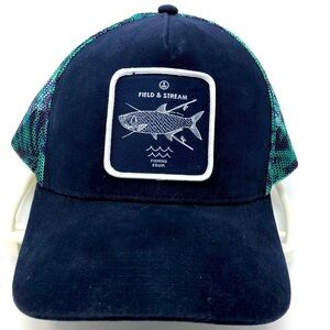 Field & Stream Tarpon Navy Blue&Green Tropical Mesh Adjustable Beck Baseball Cap